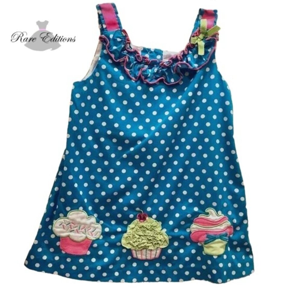 Rare Editions Polka Dot Cupcake Theme Dress, Sz 5